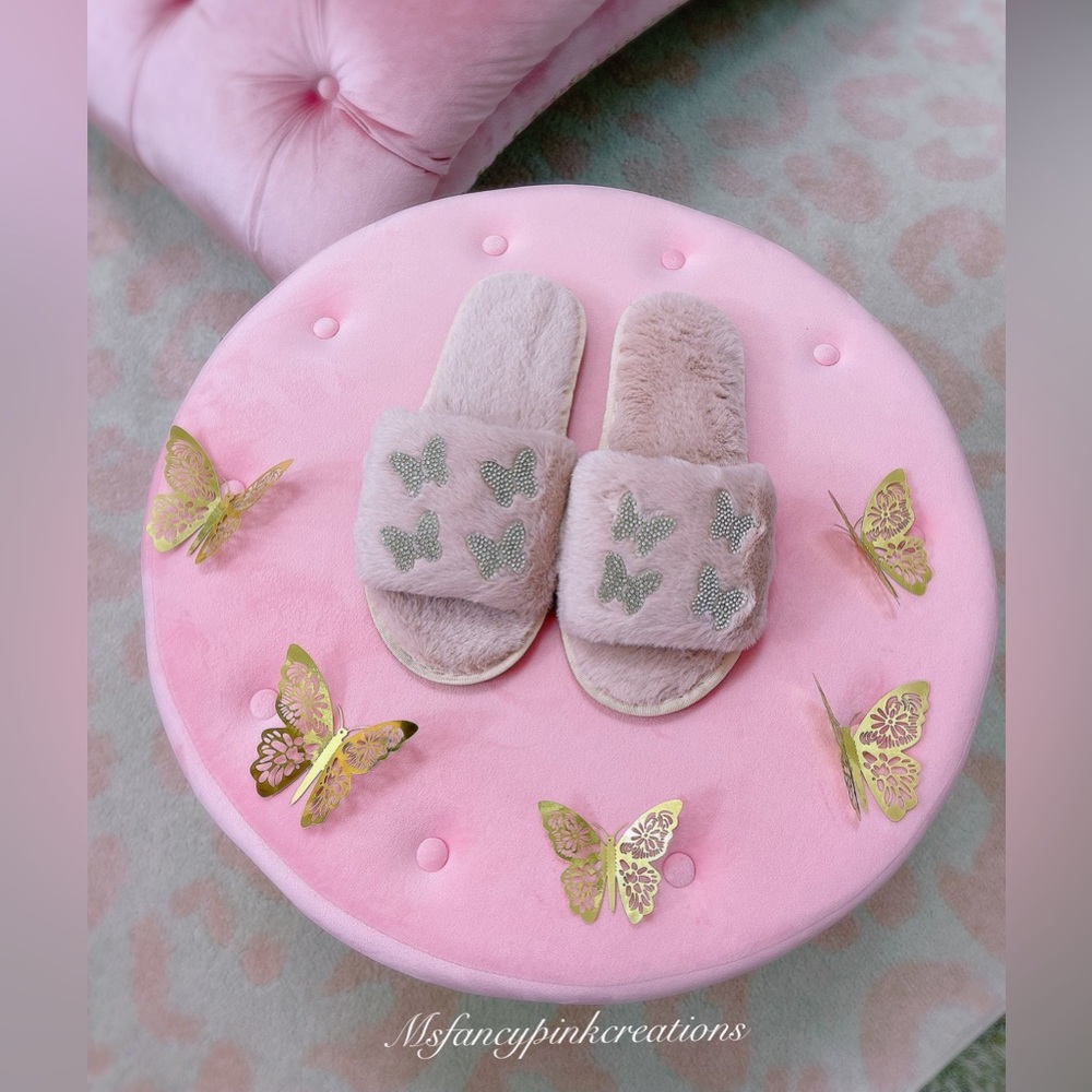 Butterfly Rhinestone Slippers - Picture 1 of 5